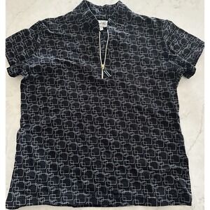 Sport Haley S Navy Geometric‎ 1/4 Zip Polo Shirt Golf Tennis Pickleball Resort